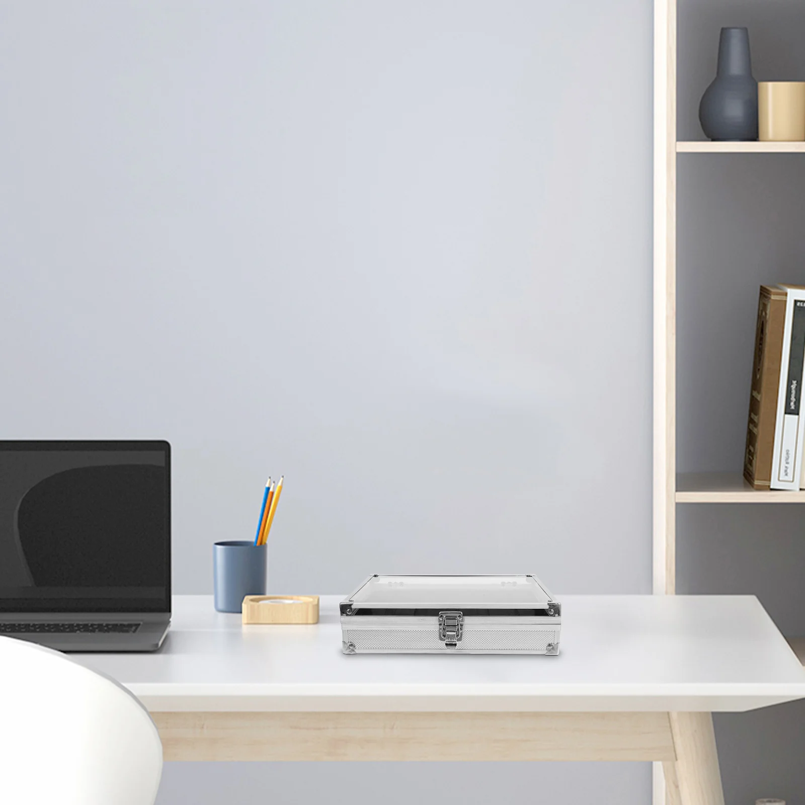 

Aluminum Alloy Watches Storage Box 12 Grid Slots Transparent Top Jewelry Display Case Suede Lined Watch Holder