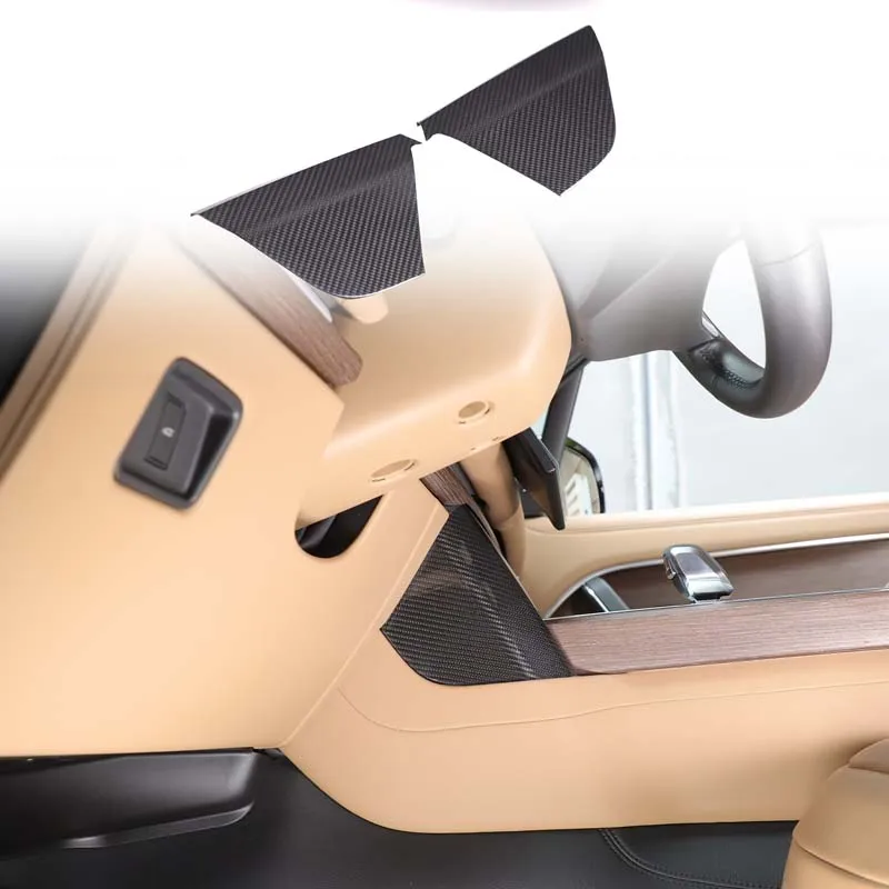 2 قطعة لاند روفر رينج روفر فوغ L460 2023 + ألياف الكربون الحقيقية سيارة التحكم المركزي لوحة الركبة ملصقات الزخرفية اكسسوارات #5