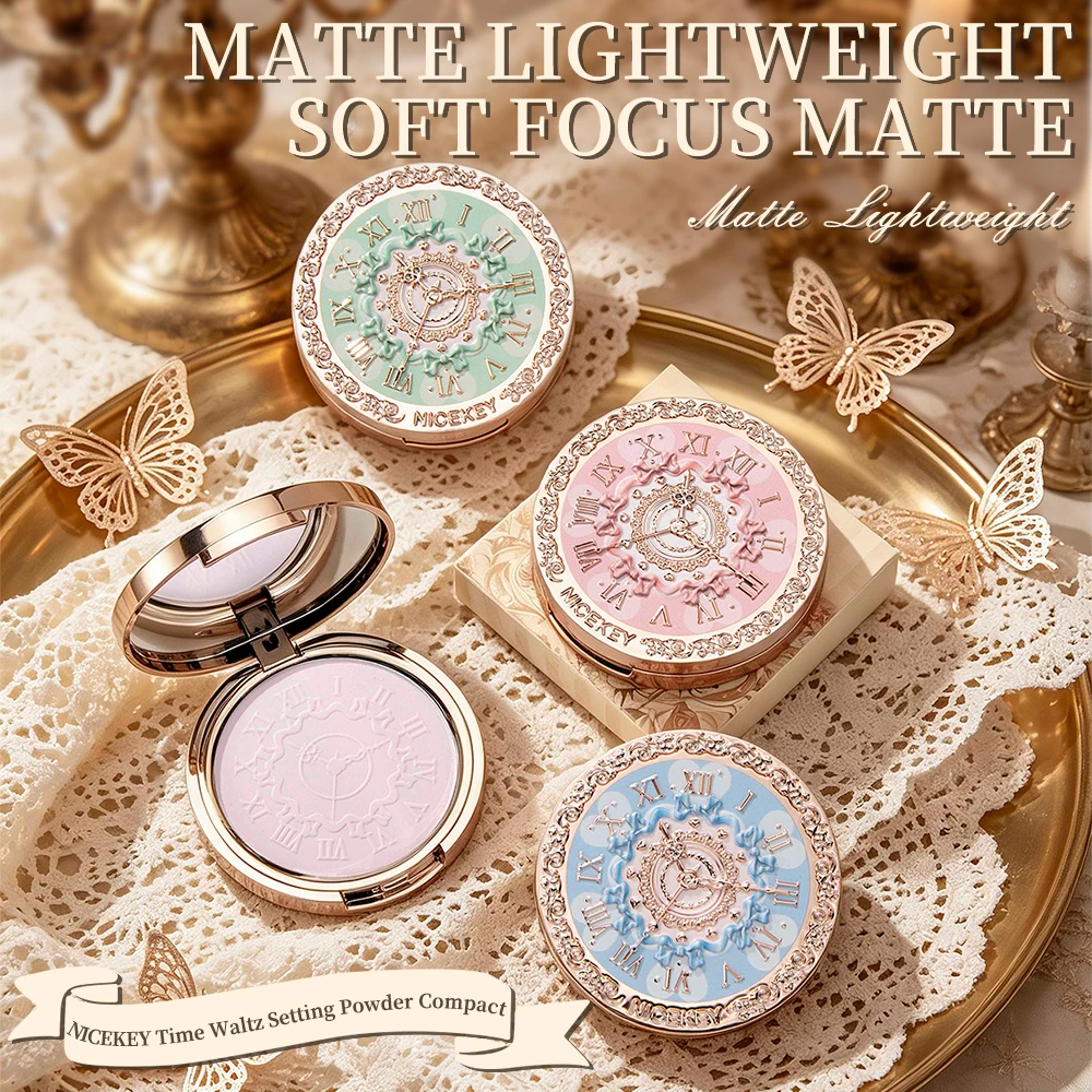 NICEKEY Soft Focus Cream Pressed Powder Palette Silky Texture Nourishing Concealer Lasting Setting Powder Makeup Brighten Makeup