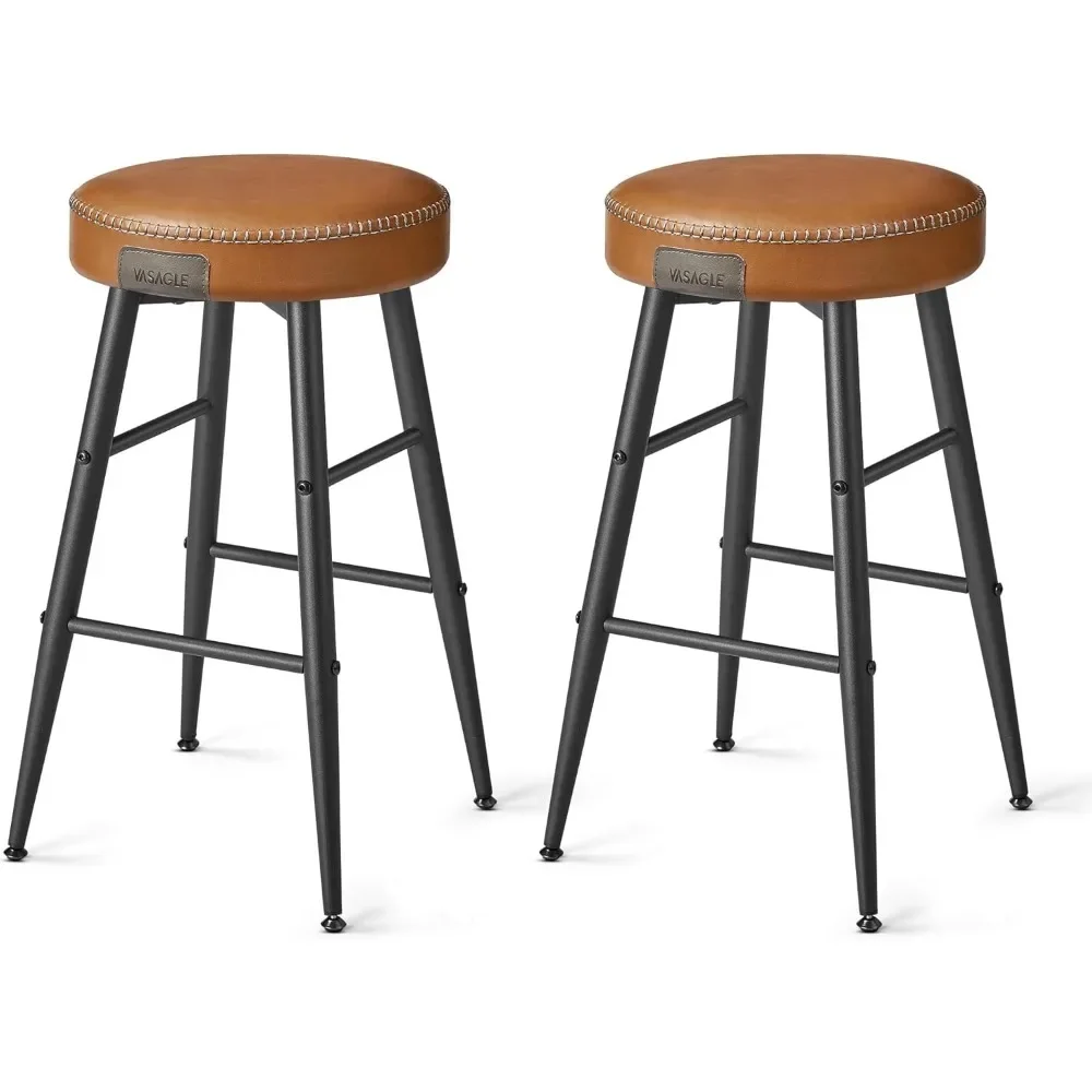 

Bar Stool, 24.8 Inches High, Kitchen Island Home Bar, Waterproof Synthetic Leather Cover, Medieval Modern Backless Counter Stool