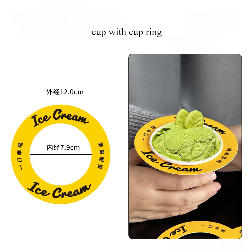 50pcs 5oz 200ml 아이스크림 요구르트 포장 종이 컵 라운드 작은 디저트 케이크 상자 파티 장식 일회용 컵