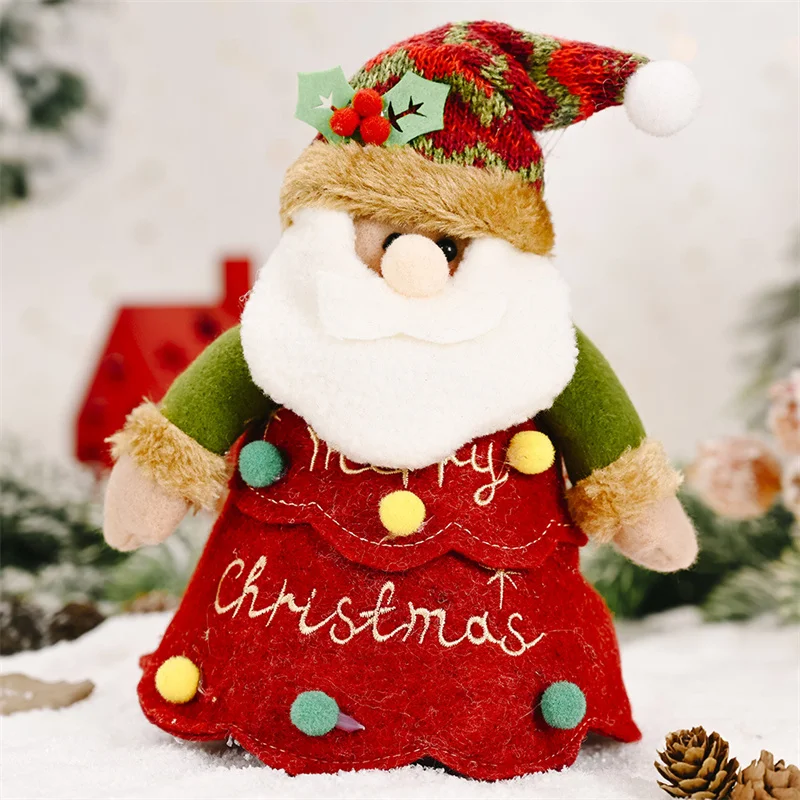 2024 New Christmas Santa Sack Children Xmas Gifts Candy Stocking Bag Exquisite Santa Claus Printed Linen Christmas Candy Bag