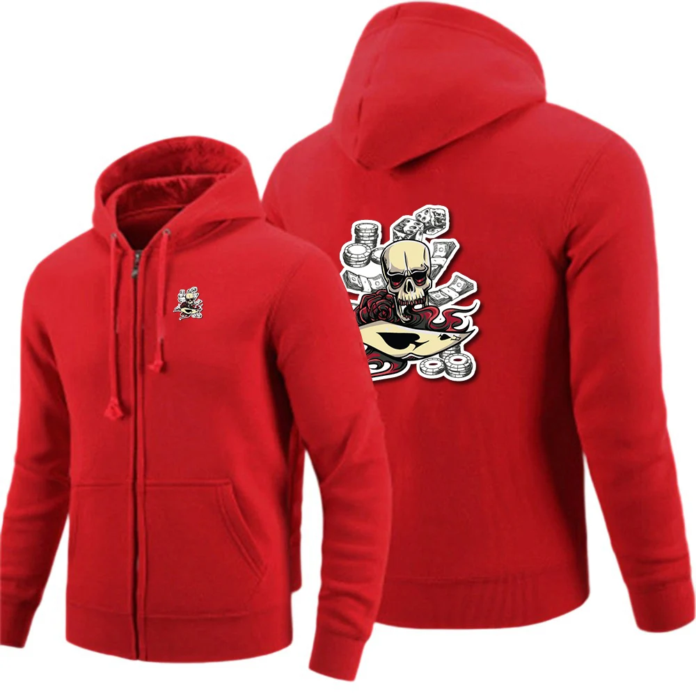 2025年春秋ファッション-メンズ新作-スカル-ポーカーチップ柄-無地-ジップアップ-パーカー-スウェットシャツ-カジュアル-スポーツ-カーディガン-ジャケット
