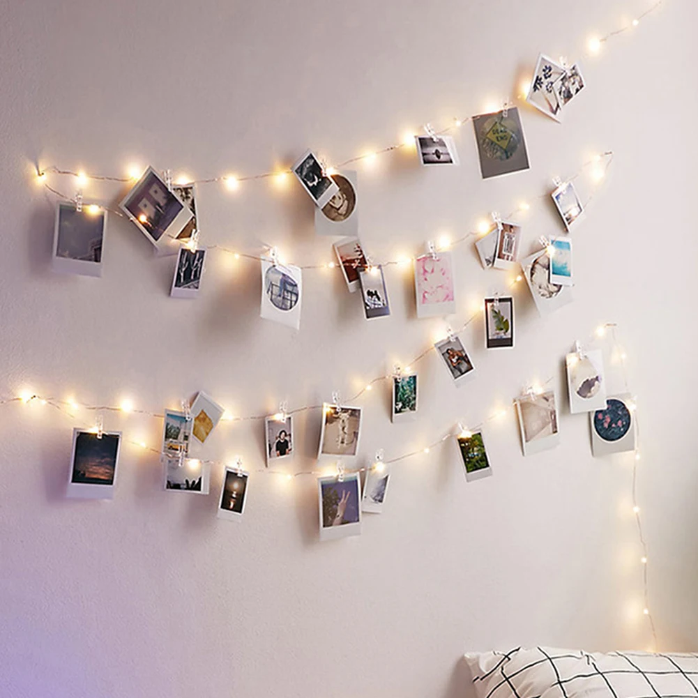 LED String lights Card Photo Clip Holder Fairy Garland lamp For Christmas New Year Wedding Party Decoration Battery holiday lamp