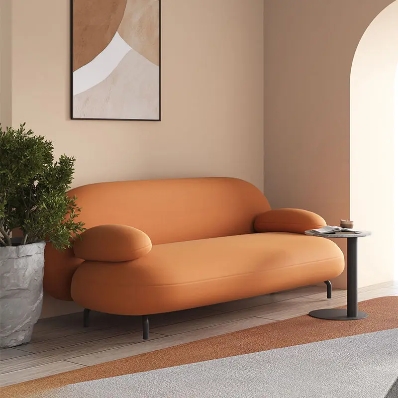 Nordic light luxury, living room sofa, hotel reception coffee table combination, modern technology cloth, simple and modern