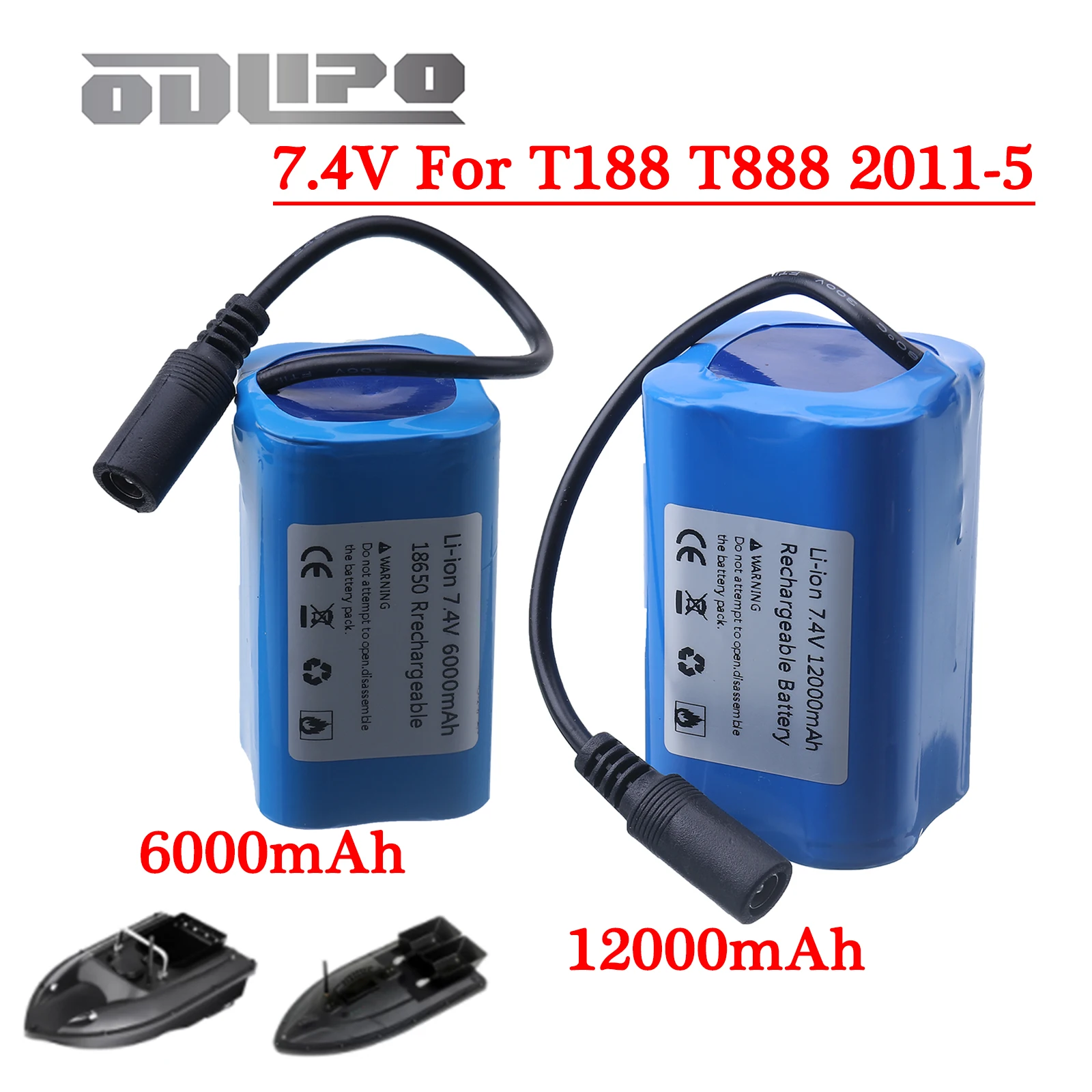 7.4V 12000mAh 6000mAh Battery For T188 T888 2011-5 V007 C18 H18 So on Remote Control RC Fishing Bait Boat Parts