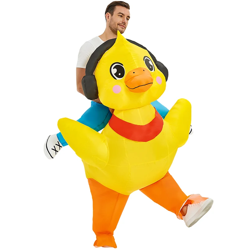 

Yellow Duck Costume Adult Funny Cute Animals Blow Up Suits for Halloween Cosplay Costumes Carnival Fancy Mascot Clothing