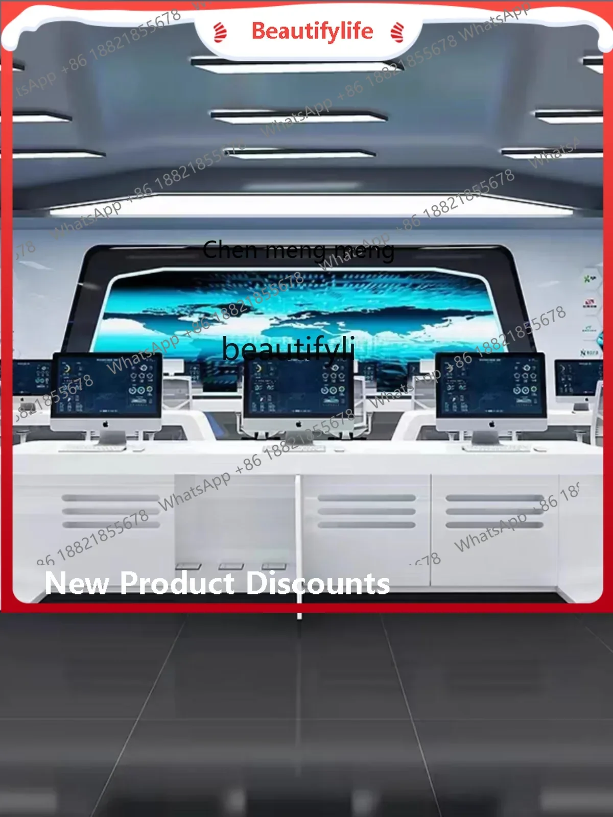 

sscn8617 Modern Arc Console Monitoring Room Control and Monitor Console Dispatching Table Paint Desk Console