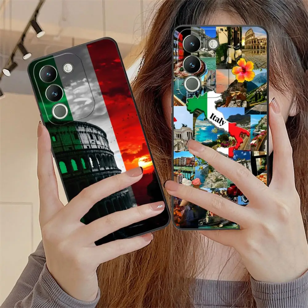 

Italy Flag Phone Case for VIVO V60 V50 V40 V30 V29 V27 V25 V23 Pro Lite 5G Soft TPU Shockproof Cover