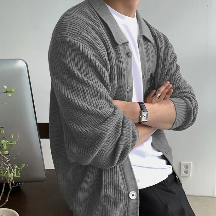 Cardigan maglione con zip streetwear uomo autunno inverno casual maglione da uomo baggy addensare cardigan lavorato a maglia termico top maschile