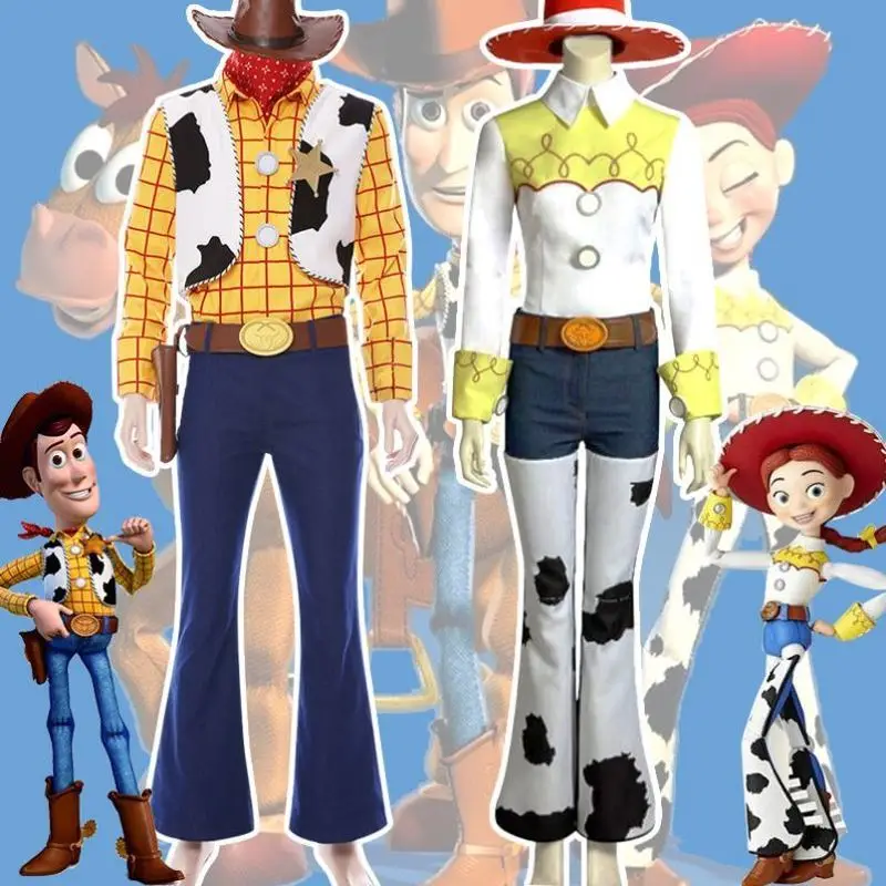 Anime Toy Woody Cowboy Clothes Suit Jessie Cosplay Costume Adult Top Pants Woman Man Party Carnival Halloween Costume Gifts