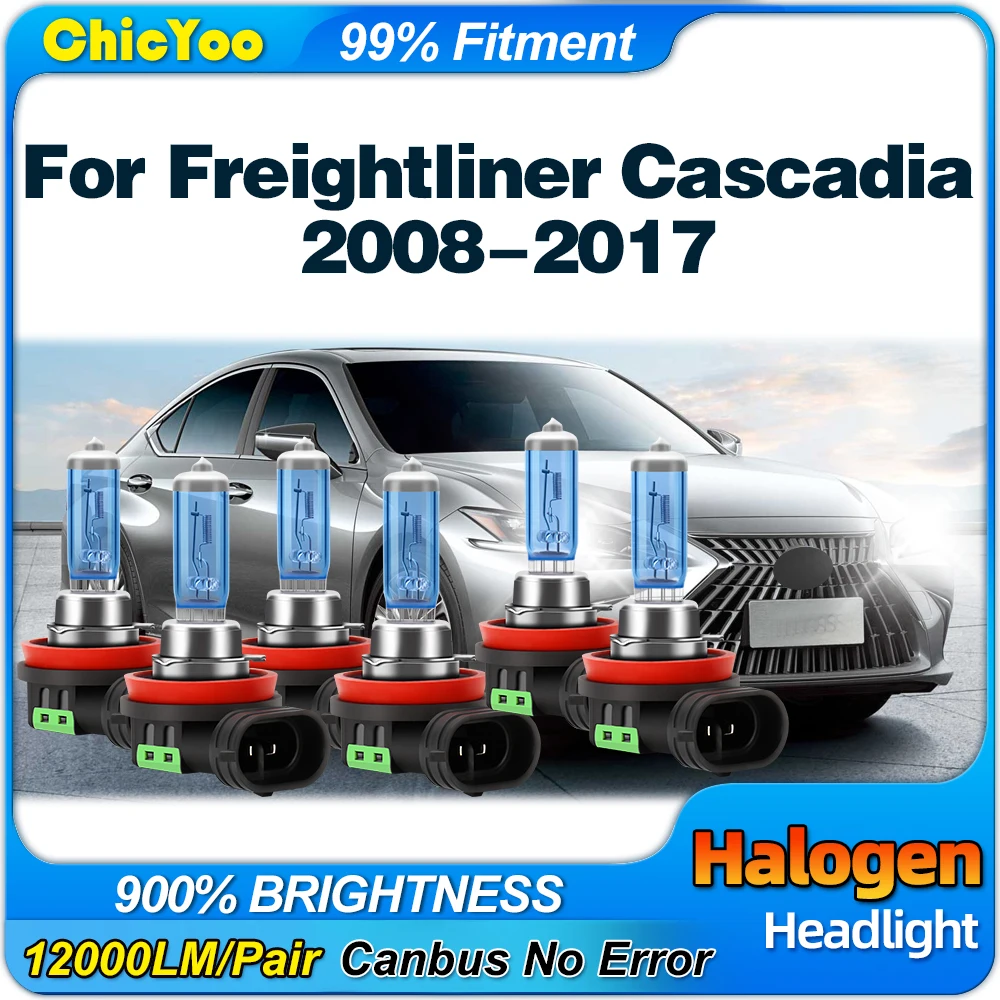 

300W Super Bright Halogen Headlight Bulbs 12V Car Head Lamps 6000K For Freightliner Cascadia 2008-2012 2013 2014 2015 2016 2017