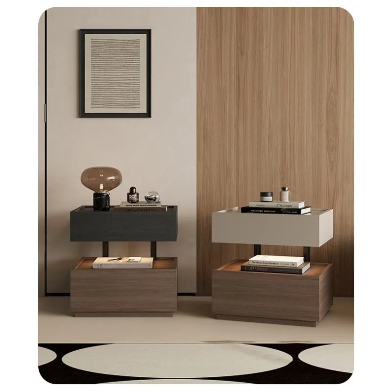 Home Suspended building block bedside table Italian minimalist bedside table with lamp light luxury high sense master bedroom lo