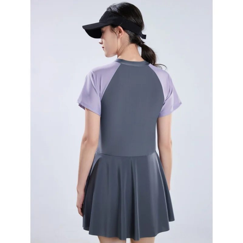 Minsu 2025 Nuevo traje de baño de una pieza Estilo deportivo Poliéster Conservador Piscina Cremallera Fácil de usar 3002 Estilo de estudiante