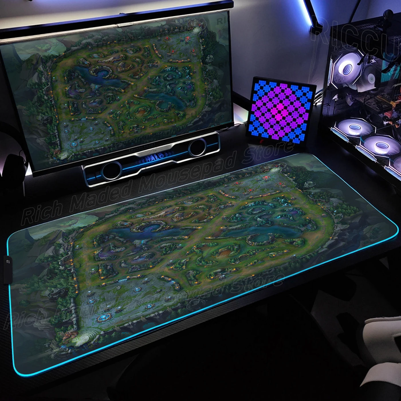

RGB League of Legend Map Gaming Large Mouse Pad XXL E-Sports Mousepad Game Rubber No-slip LED MouseMat Gamer PC Keyboard Deskmat