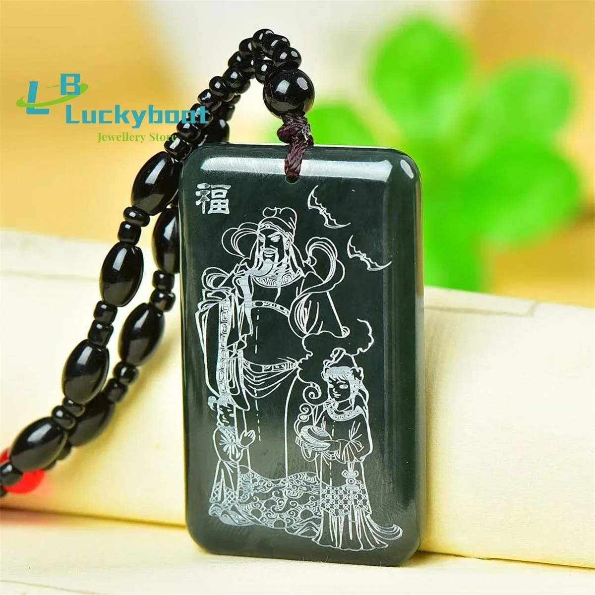 Natural Hetian Qingyu Auspicious God of Wealth Pendant Simple and Personalized Exquisite Fashion Versatile for Men and Women