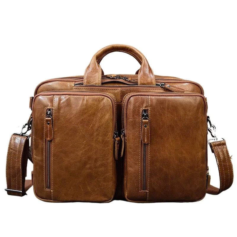 

Мужская винтажная кожаная сумка-портфель 3-в-1: трансформер с верхней ручкой, через плечо, для бизнеса, повседневного использования, офиса и путешествий