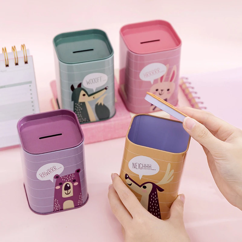 Piggy Bank Metal Coin Box Cute Sundries Cans Storage Cans Gift Cans Home Decor Household Saving Money Box