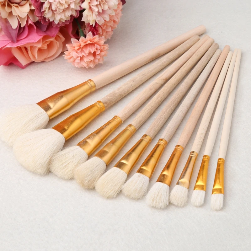 10Pcs Brushes Set for Art Painting Oil Acrylic Watercolor Drawing Craft DIY Kid Dropship