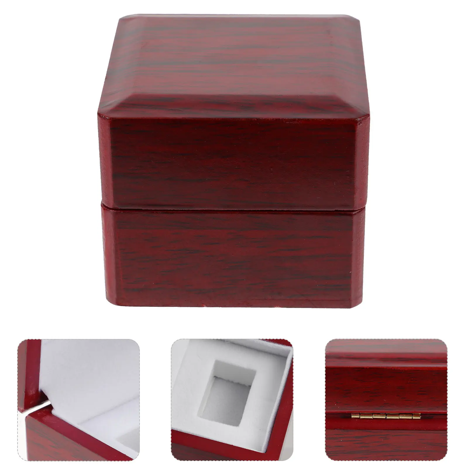 

Championship Ring Wooden Box Retro Design Ring Case for Engagement Wedding Proposal Jewelry Storage Organizer Display