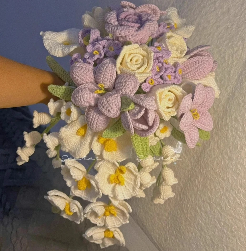 Hand-knitted bridal bouquet diy material package homemade wool finished flowers to send to best friends as wedding gifts
