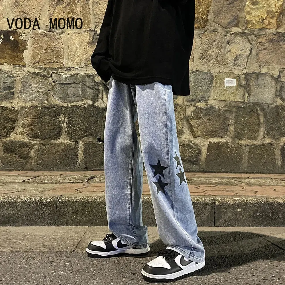 

Мужские и женские джинсы Нейтральные широкие джинсовые брюки Свободные уличные мужские джинсы Asthetic Man Джинсы Брюки с перекрестным принтом Повседневные мешковатые хип-хоп