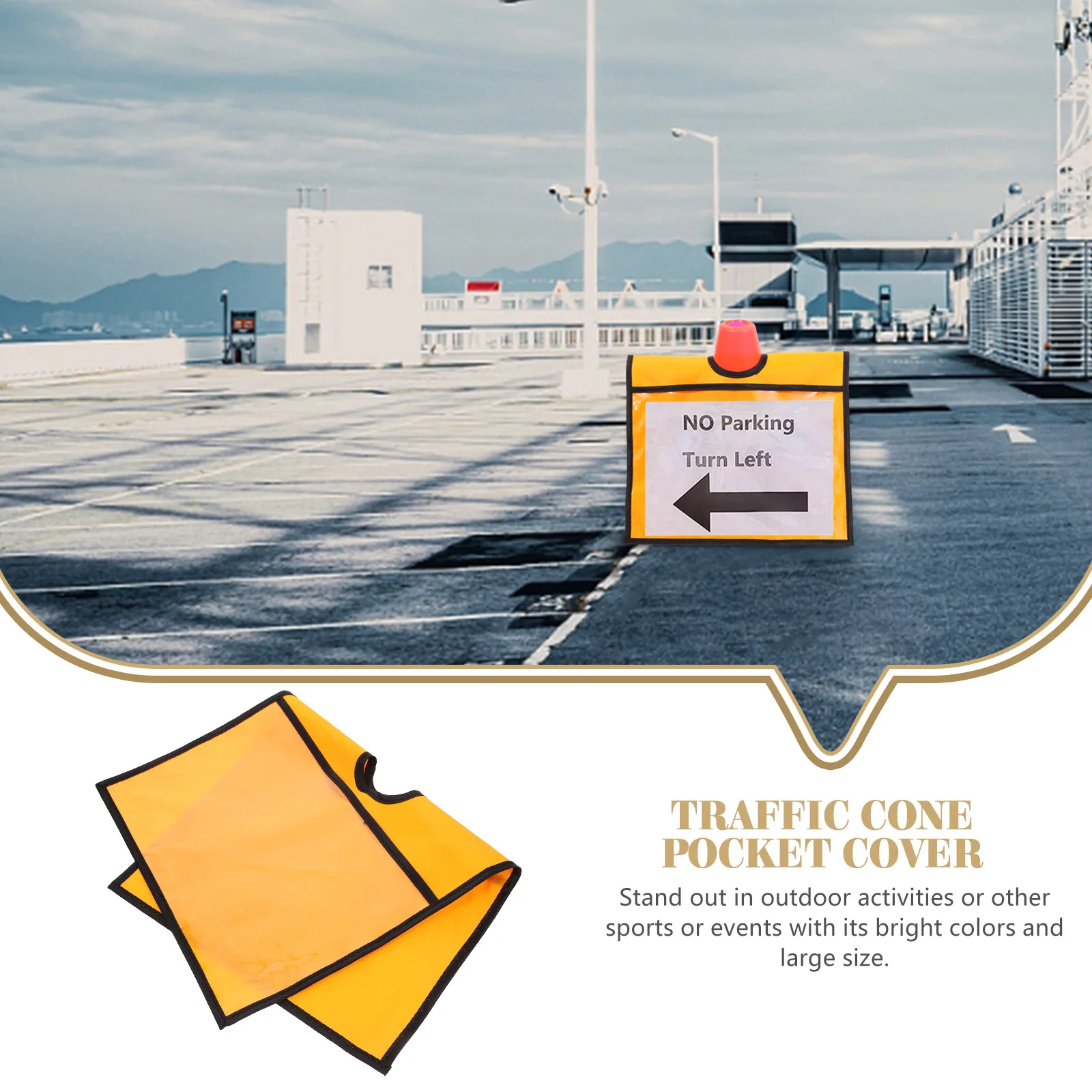 2Pcs Portable Traffic Cone Sleeve with Pocket Durable High Visibility Perfect for Safety Warnings Sports Training Outdoor Events