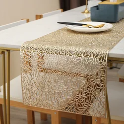 Hollow PVC Table Flag Bronzing Table Runner Long Heat Insulation Placemat Non-slip Coasters Nordic Kitchen Tablecloth Home Decor
