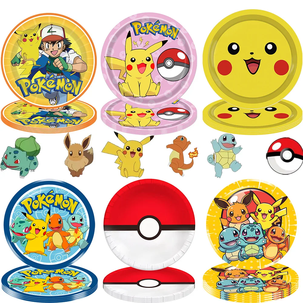 

Pokemon Birthday Party Disposable Party Plates Pikachu Theme Tablecloth Character Balloon Birthday Decoration Baby Shower Suppli