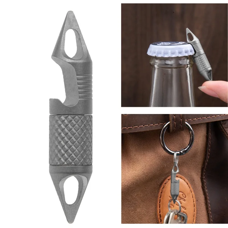 360 Degree Rotating Titanium Alloy Keychain Ultralight Window Breaker Car Key Ring Bottle Opener Outdoor Tools