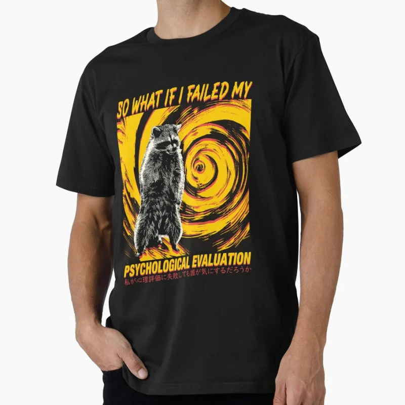 

Psychological Evaluation Raccoon Japanese eldritch horror gift T shirt for men Large size Tops S-6XL 100% cotton tee