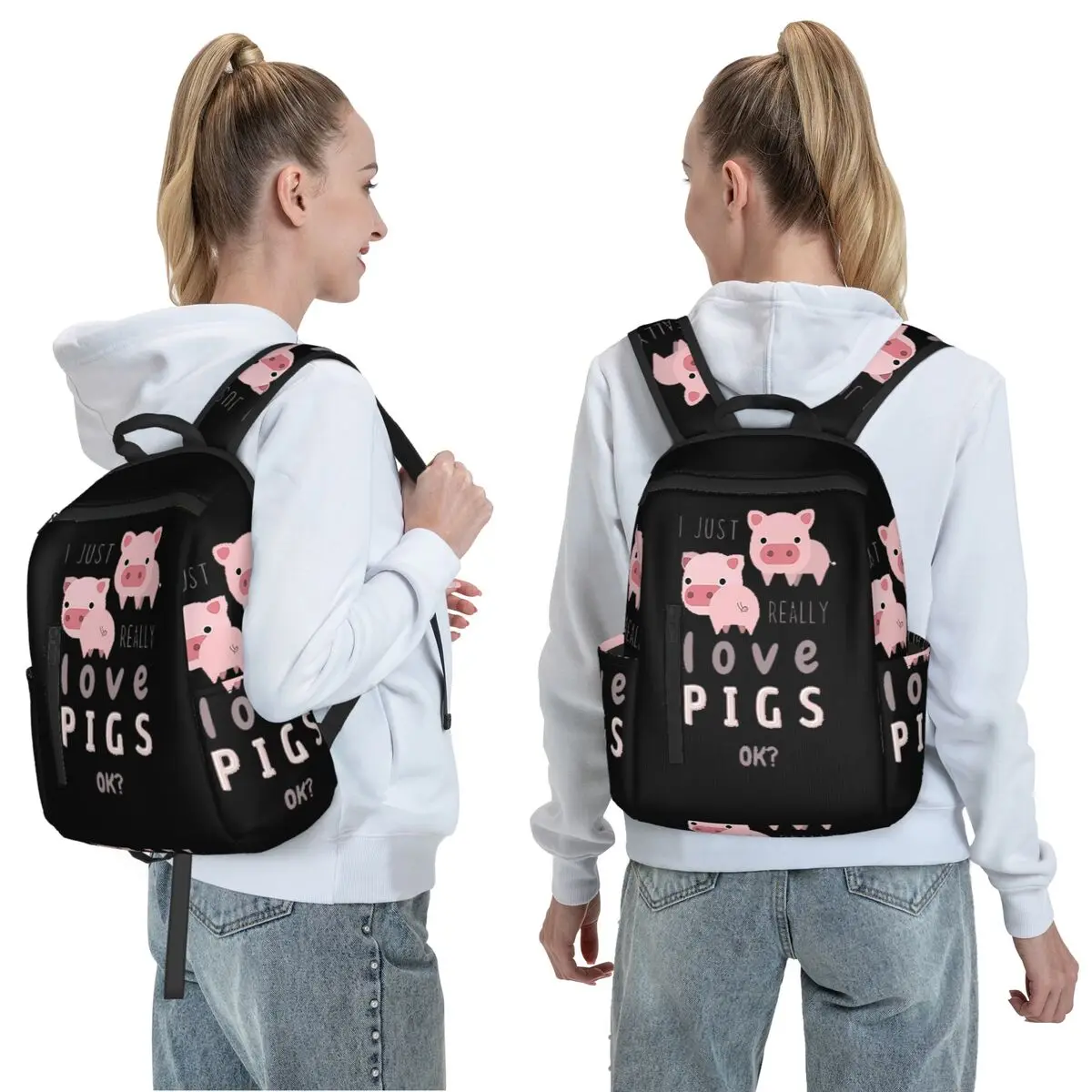 Funny Pigs For Pig Lovers Backpack Daypack Large Capacity Boys Girls BookBag School Bag Shoulder Bags for Men Women