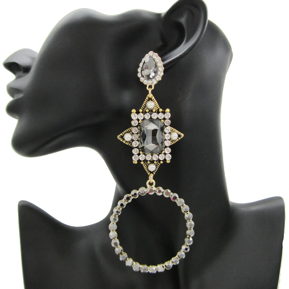 Trendy Long Bohemian Big Drop Vintage Earrings For Women Exquisite Rhinestone Earrings Fashion Party Boutique Ear Jewelry