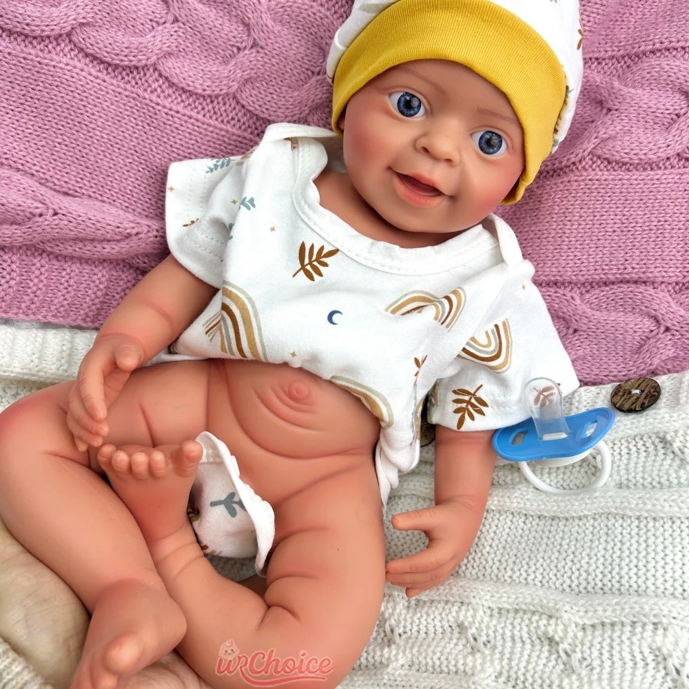 18 Zoll kundenspezifische handbemalte, vollfeste Silikon-Reborn-Baby-Junge, realistische 3D-Hautgewichtete Wiedergeburtspuppe für Sammler- und Kinderspielzeug