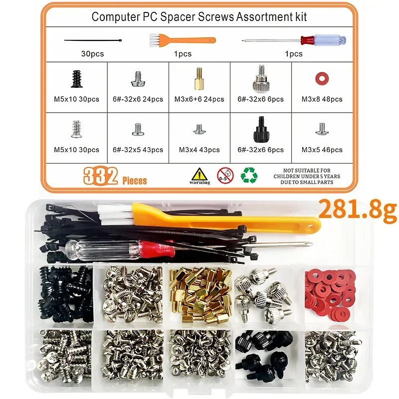 Boxed Computer Screw Bolt PCB Support Standoffs Set Accessories Kit DIY Motherboard Mount PC Case Fan Screws Hard Drive WasherS