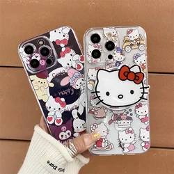 Cartoon Hello Kitty for Magsafe Magnetic Bracket Phone Case for IPhone 16 15 14 13 12 11 Pro Max Plus Anti-fall Clear Back Cover