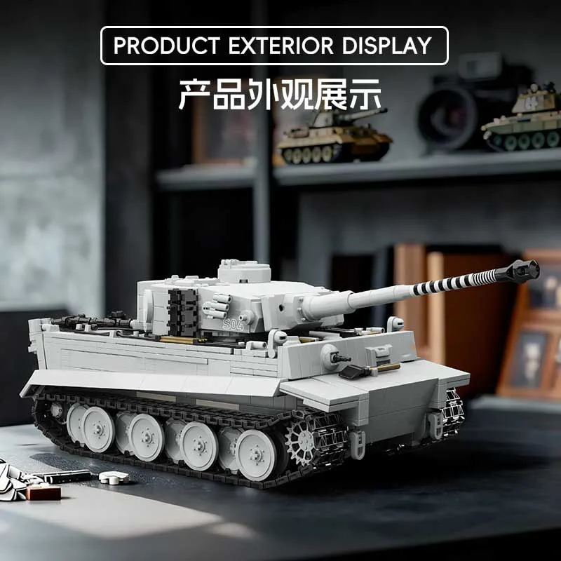 Snow covered Tiger Heavy Tank Sd.Kfz.182  Building Blocks Black Tiger Tracked Armored Vehicle Boy Toy Model TK8001 model view 2