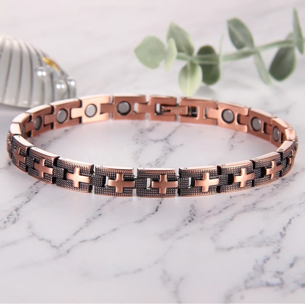 Copper magnetic anklet classic cross adjustable for family and friends gifts