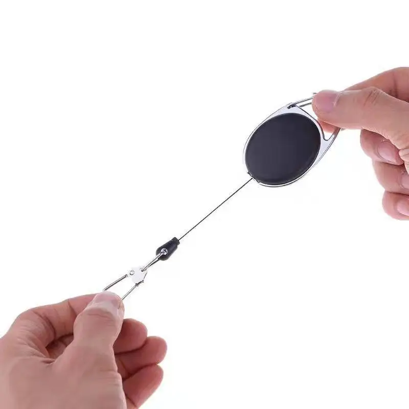 S 4Pcs Elastic Key Chain Extractor Keeper Hiking Buckle Key Retractable Badge Scroll ID Badge Holder Fly Fishing Retractor Tools