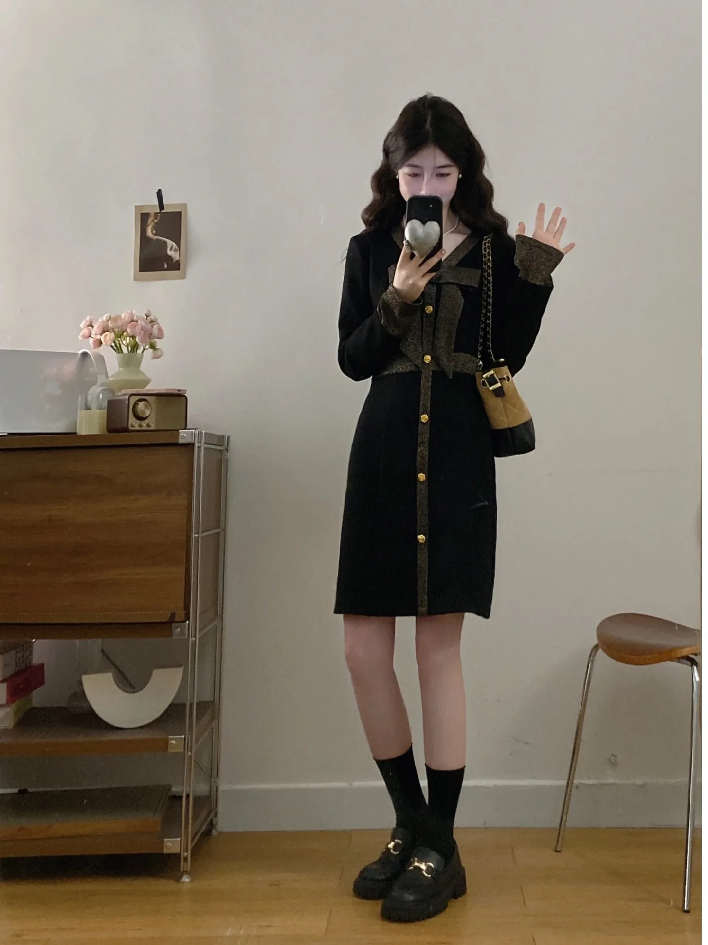 

plus Size Women's Spring New V-Neck Color Block Knot A-Line Short Dress Elegant Slimming Korean Style Commute Wind