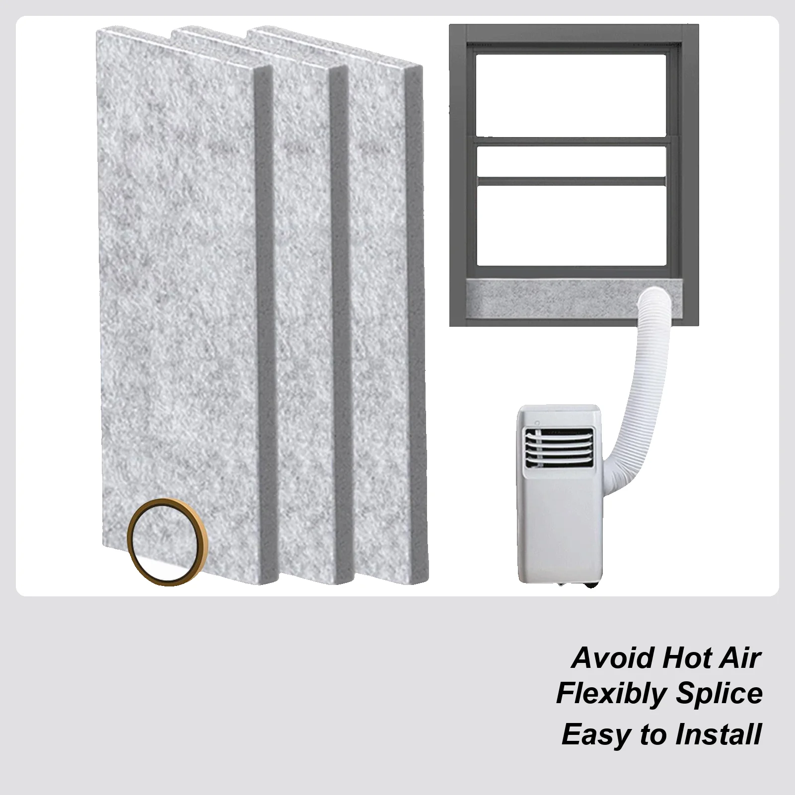 Kit de ventana de aire acondicionado portátil, Panel aislante de aire acondicionado, Kit de ventilación aislante, hogar, sótano, garaje, dormitorio y sala de estar