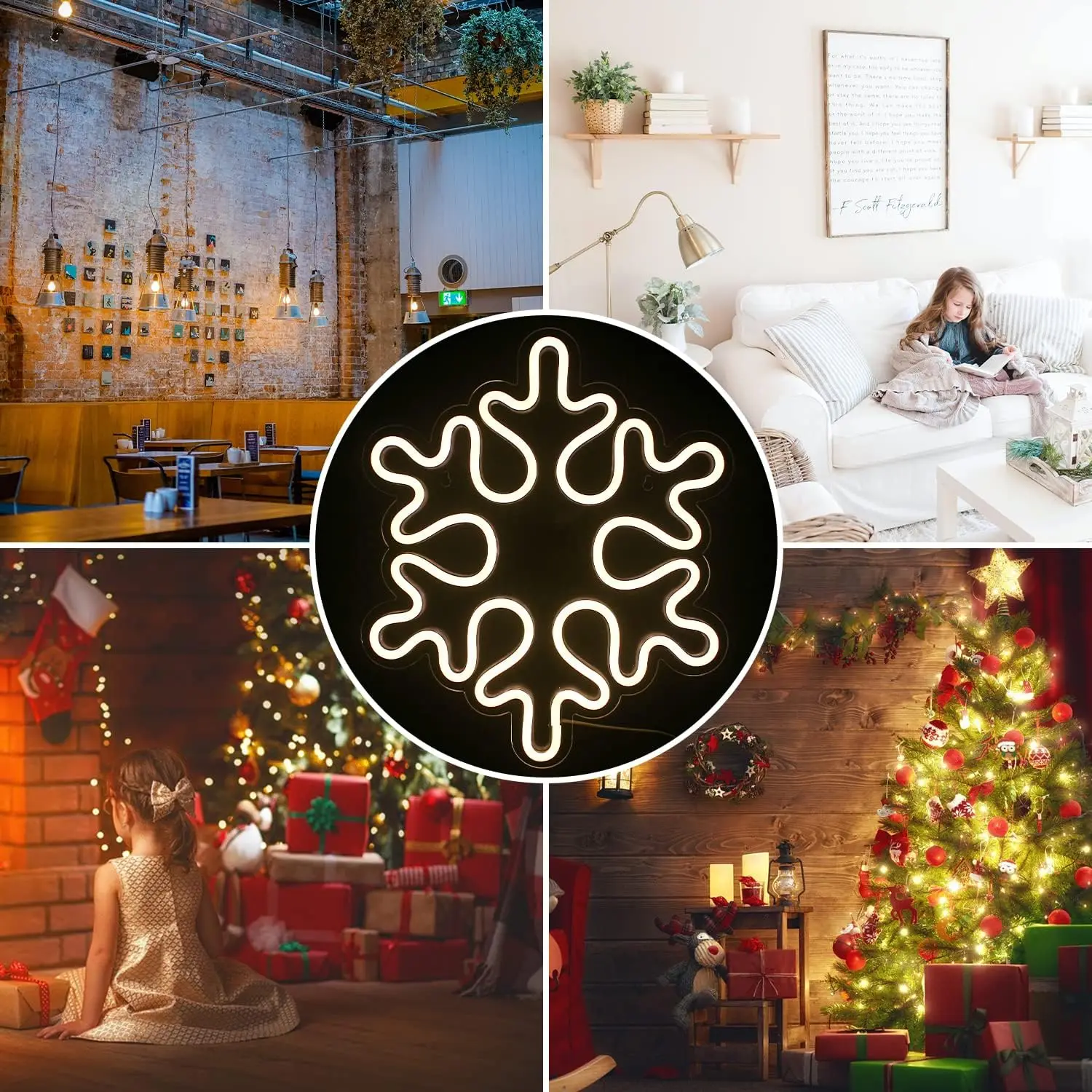 Enseignes au néon LED flocon de neige, lumière pour mur, fête d'arbre de Noël, décor à la maison, décor de chambre à coucher, cadeau de Noël