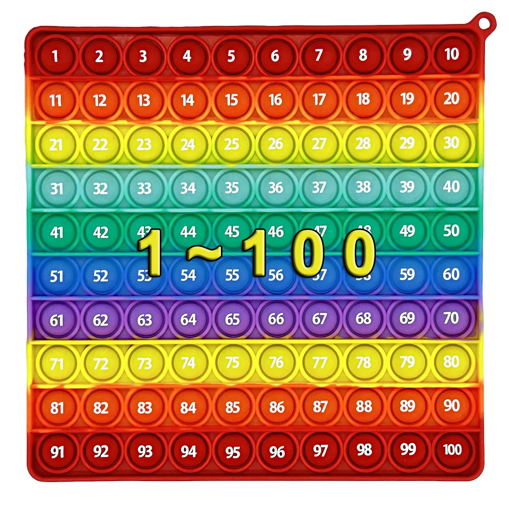 New 1-100 Numbers Counting Math Learning Toys, Rainbow Push Bubble Teaching Educational Toys for Preschool Kids