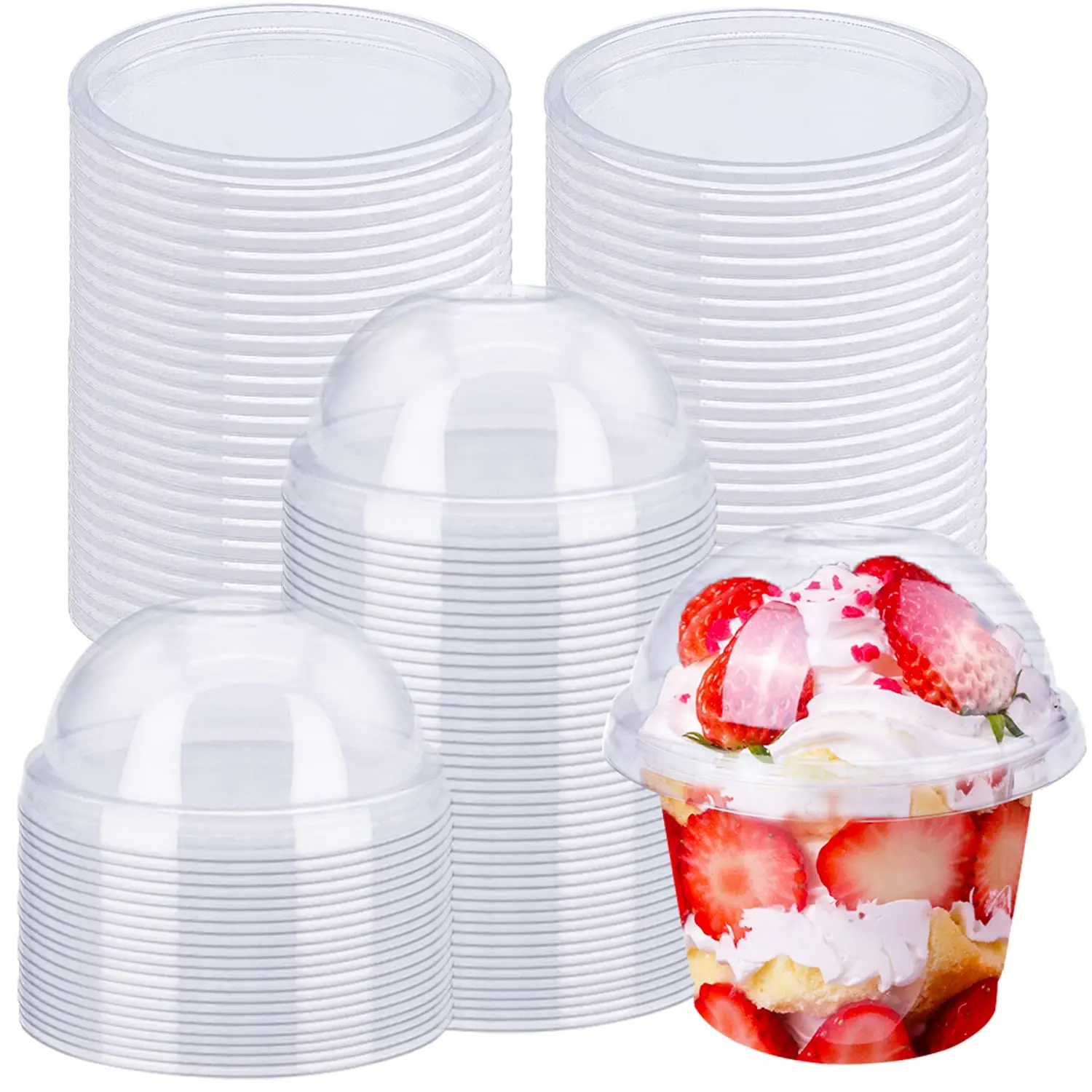 50pcs 250ml/300ml, Pudding Cups Plastic Boxes with Lids, Ice Cream Mousse Dessert Picnic, Party Packaging Dessert Cups with Lids