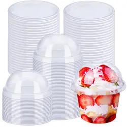 50pcs 250ml/300ml, Pudding Cups Plastic Boxes with Lids, Ice Cream Mousse Dessert Picnic, Party Packaging Dessert Cups with Lids