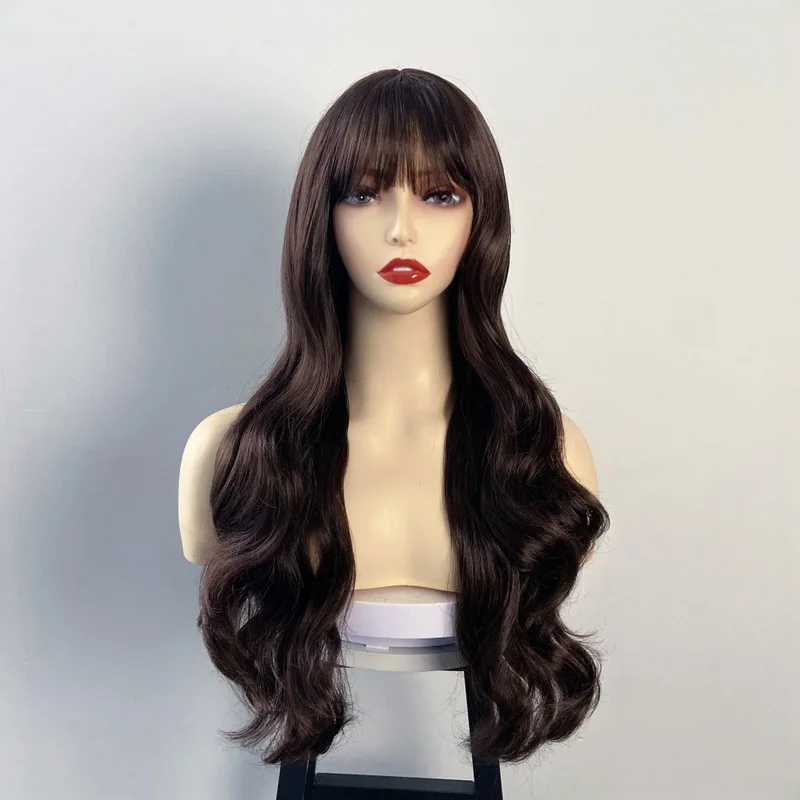 Fashion Long Curly Hair Big Wave Women'S Wig Outdoor Simulated Long Hair High Temperature Wire Head-Wearing Synthetic Wig