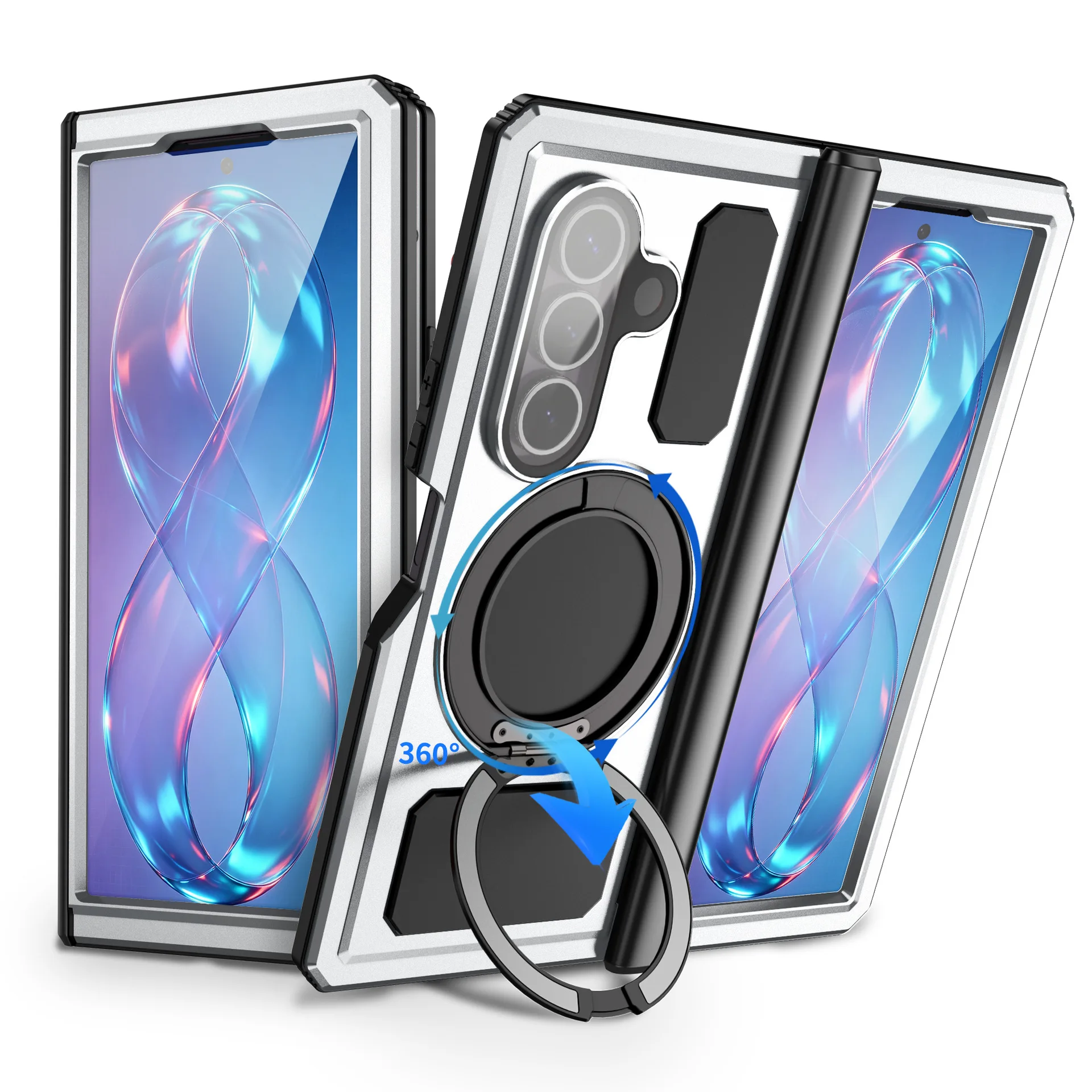 R-just Rugged Armor 360 Full Mobile Phone Case For Samsung Galaxy Z Fold8 Fold7 Fold 8 Ultra Metal Aluminum Shockproof Cover