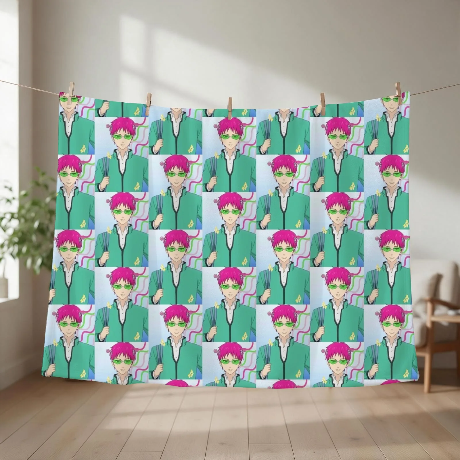 Saiki K anime. Throw Blanket christmas gifts Soft Plaid Loose Quilt Blankets