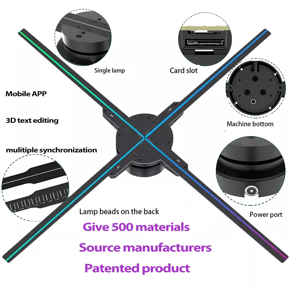 52cm 3D Hologram Fan Projector HD LED Holographic Player Advertising Display Machine WiFi APP Remote Control for Shopping Mall