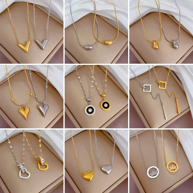 

18K Gold Plated Several Star Pendant Necklace For Women Titanium Steel Clavicle Chain Necklace Couple Lover Girls Gifts